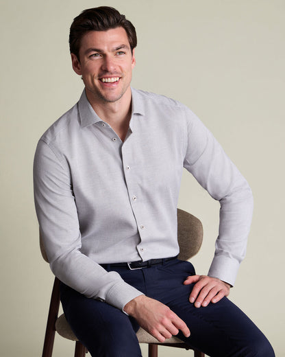 Non-Iron Stretch Texture Slim Fit Shirt - Dark Blue