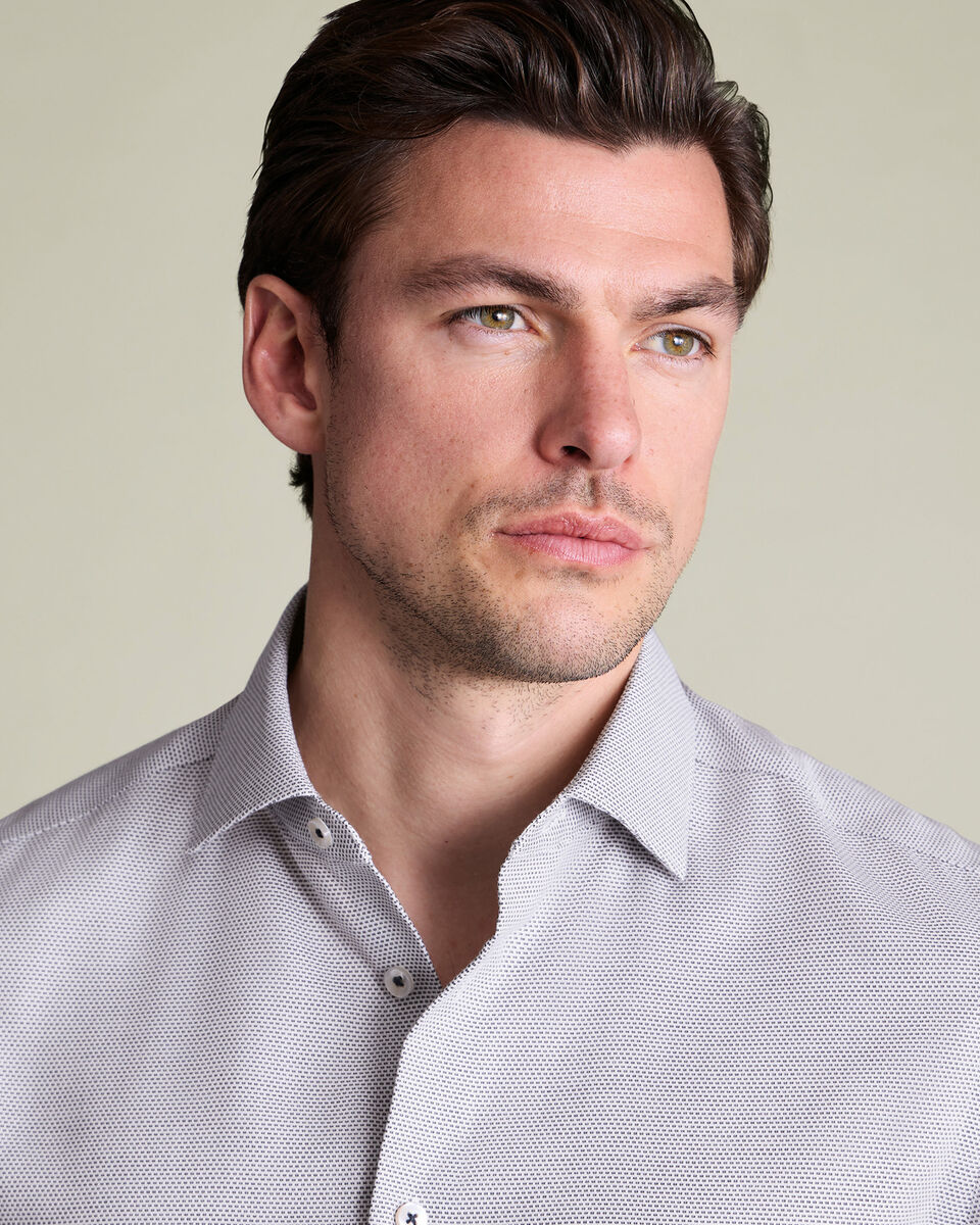 Non-Iron Stretch Texture Slim Fit Shirt - Dark Blue