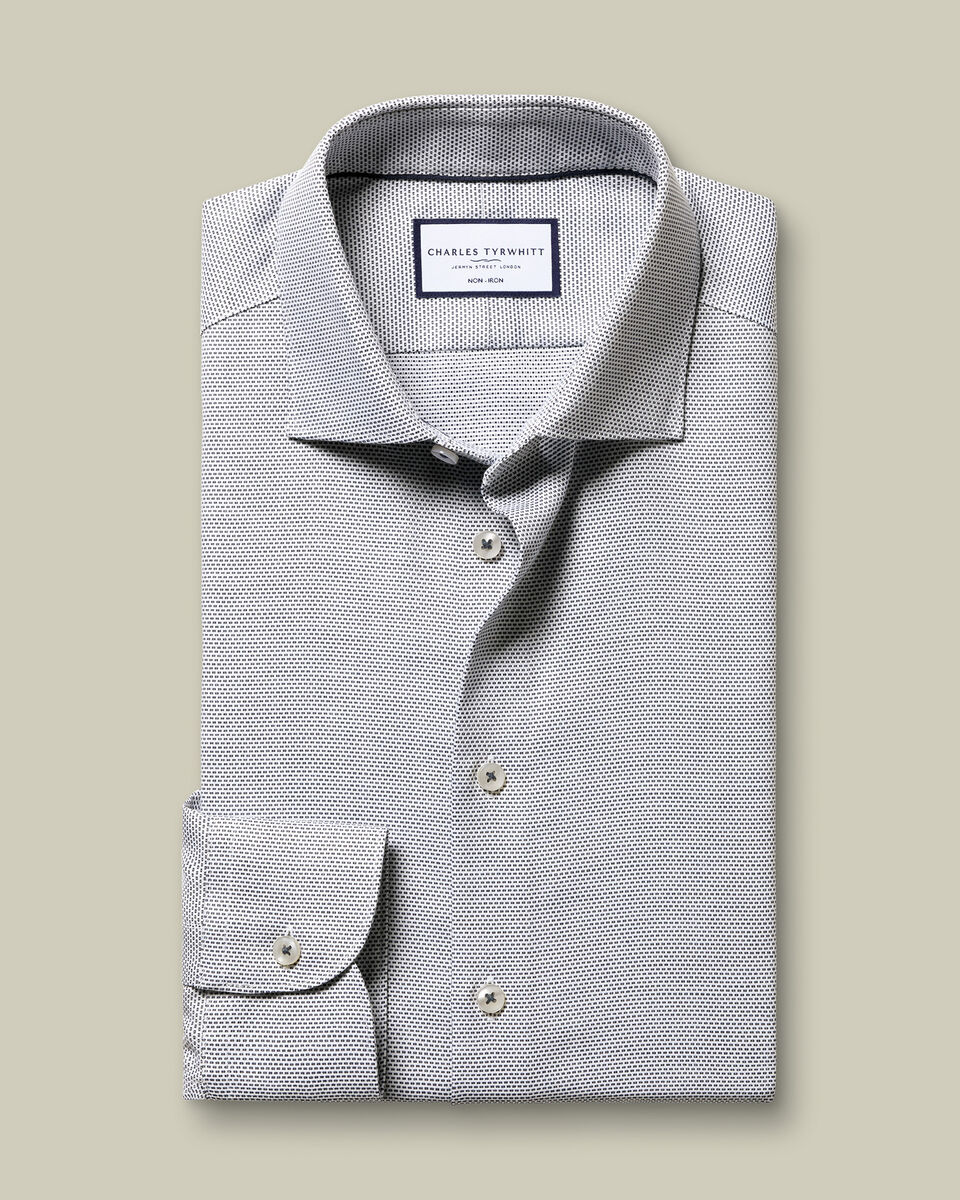 Non-Iron Stretch Texture Slim Fit Shirt - Dark Blue