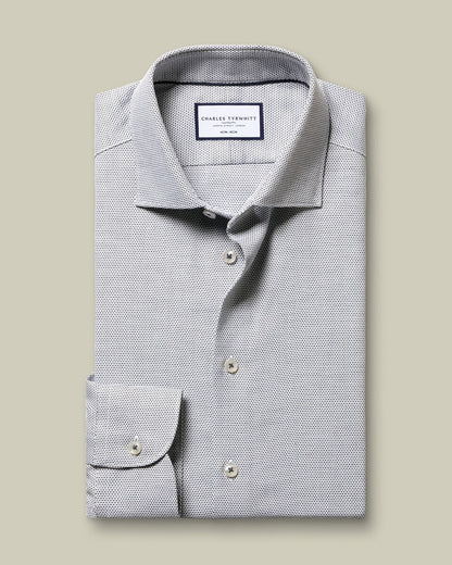 Non-Iron Stretch Texture Slim Fit Shirt - Dark Blue