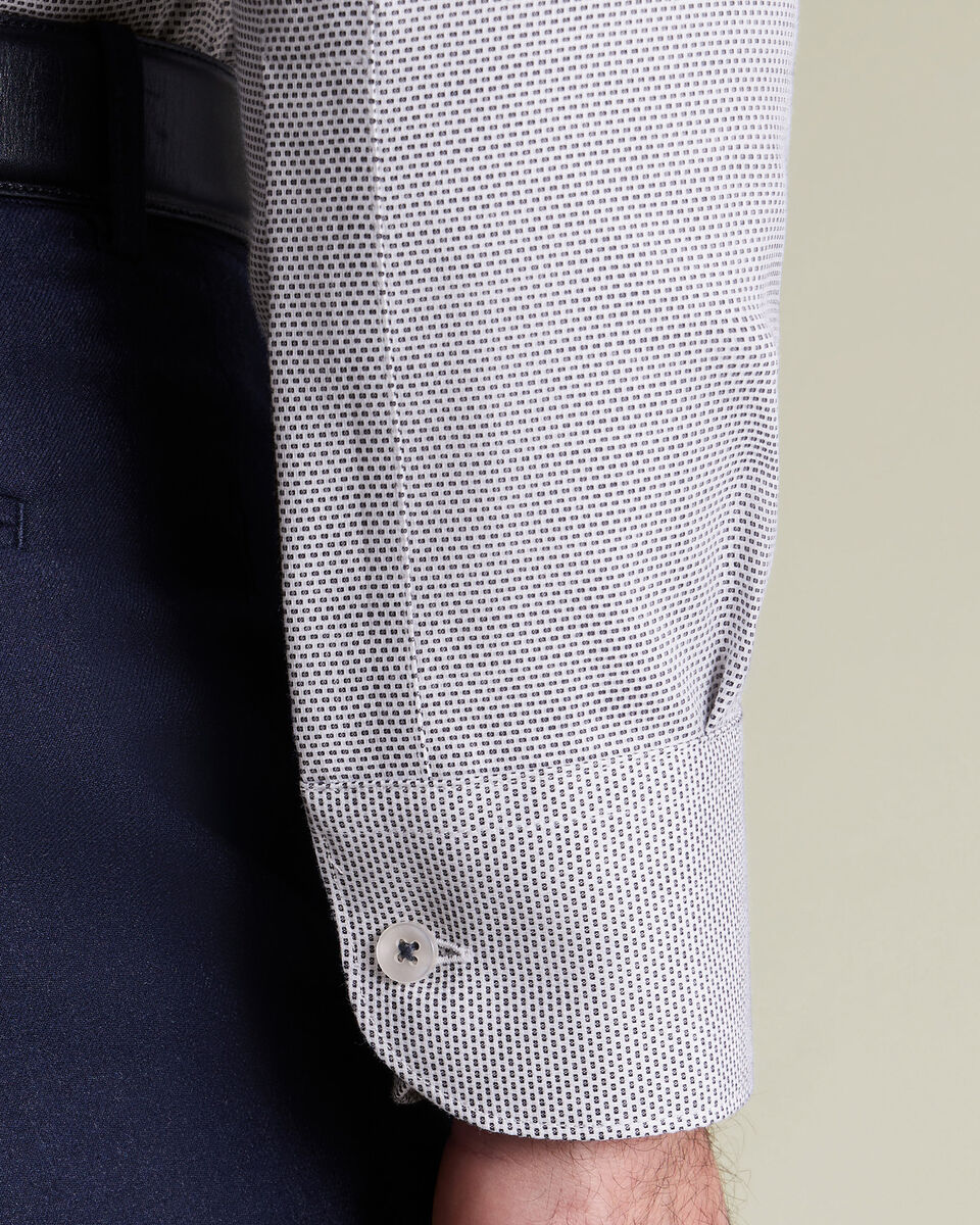 Non-Iron Stretch Texture Slim Fit Shirt - Dark Blue