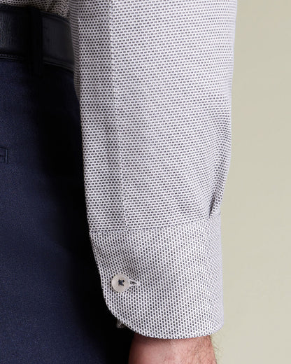 Non-Iron Stretch Texture Slim Fit Shirt - Dark Blue