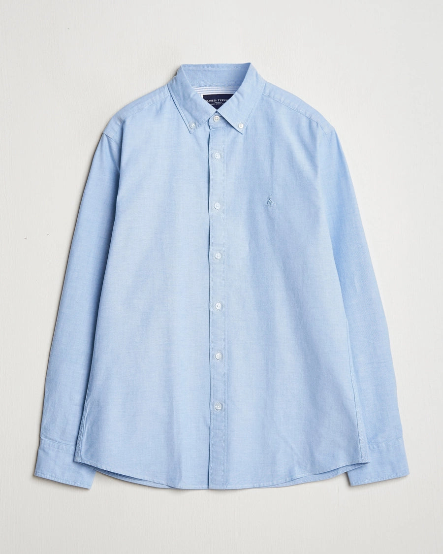 Button Down Stretch Oxford Slim Fit Shirt - Sky Blue