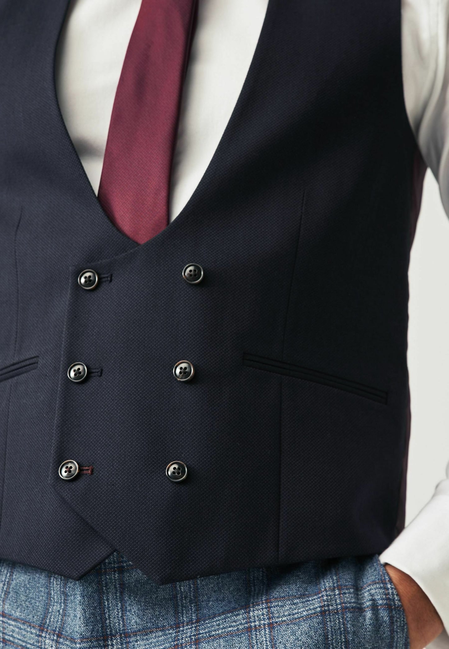 Navy Blue Regular Fit Waistcoat