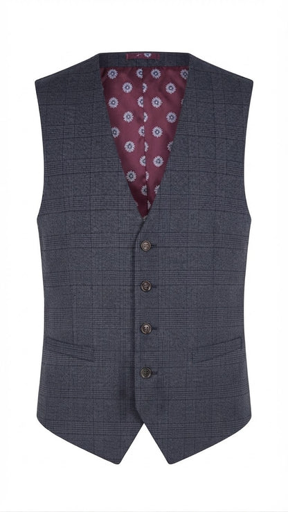 Dark Grey Subtle Plaid Pattern Contrasting Burgundy Inner Lining