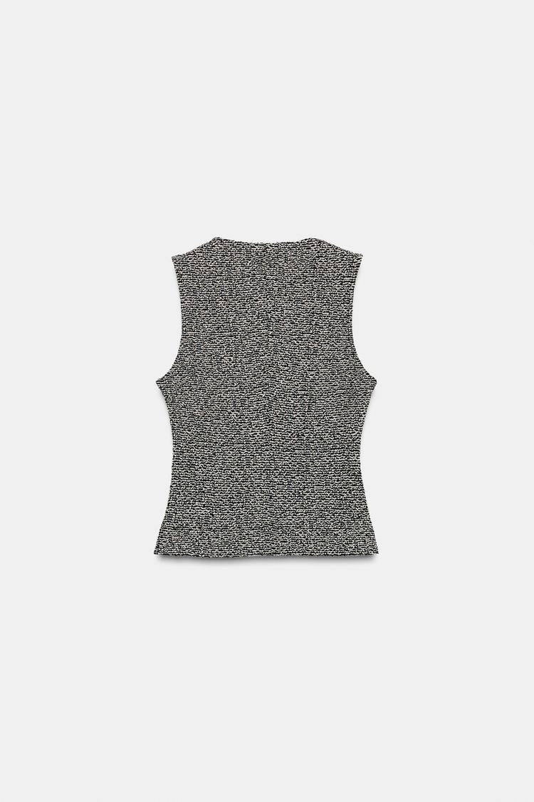 Black and White V-Neck Waistcoat