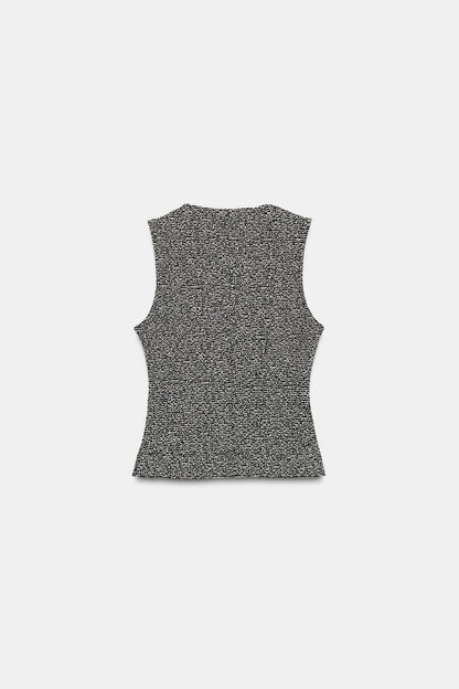 Black and White V-Neck Waistcoat