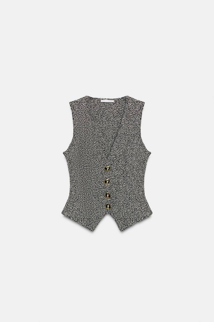 Black and White V-Neck Waistcoat