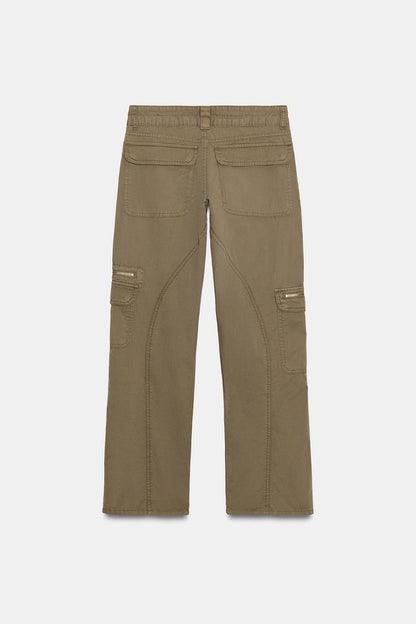 Multi-Pocket Cargo Pants - Khaki