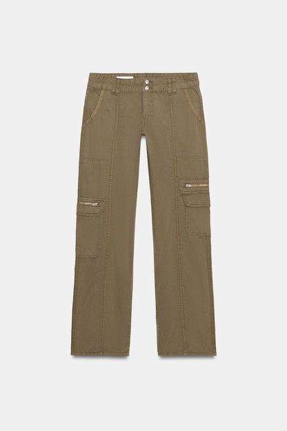 Multi-Pocket Cargo Pants - Khaki