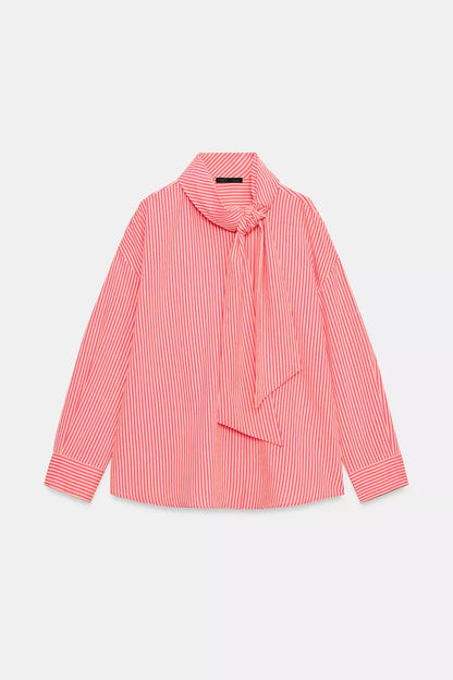 Pink Tied Striped Shirt