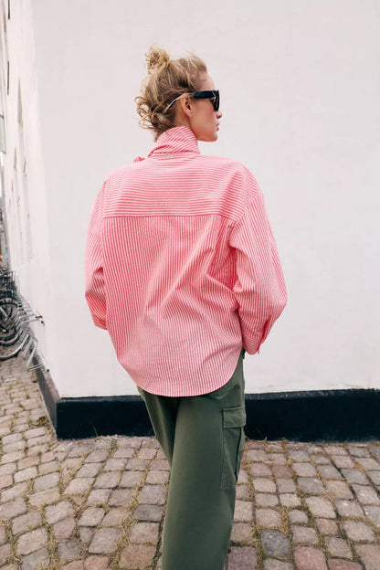 Pink Tied Striped Shirt