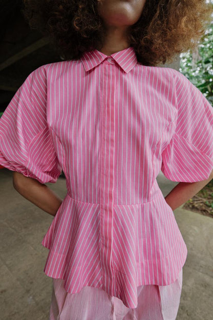 Striped Poplin Pink Shirt