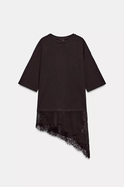 Chocolate Combined Lace T-Shirt