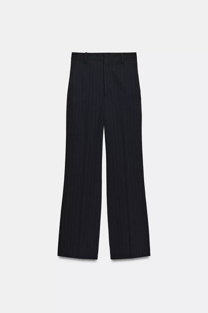 High-Waist Pinstripe Trousers