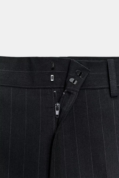 High-Waist Pinstripe Trousers