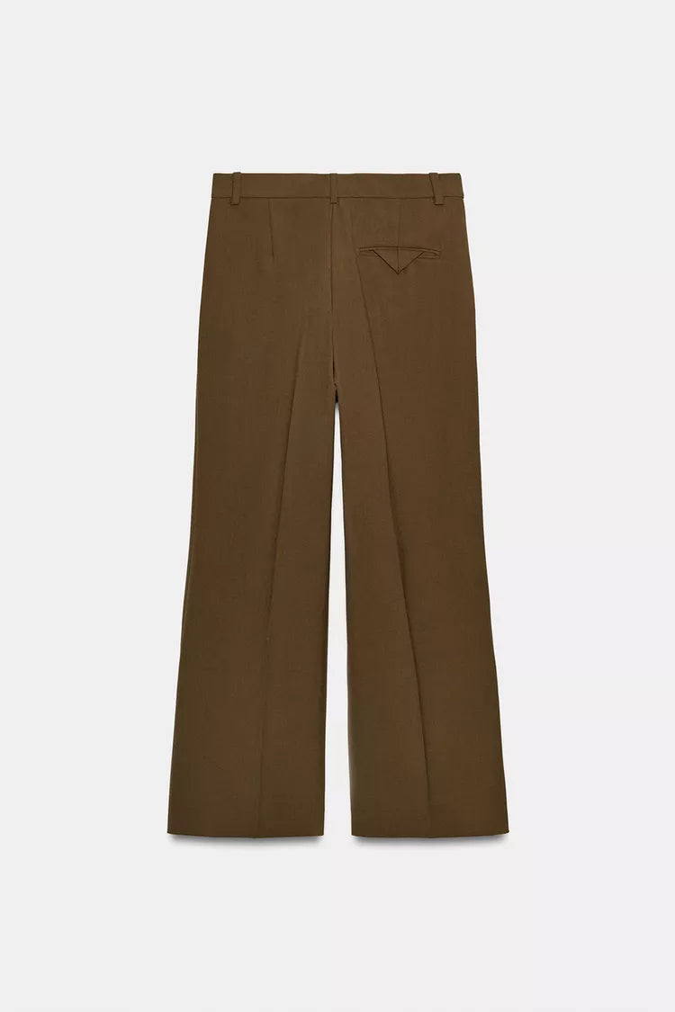 Vented Straight Leg Pants- Khaki