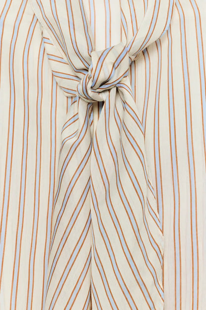 Zw Collection Striped Shirt- Sand and Blue