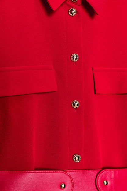 Belted Midi Dress-Red