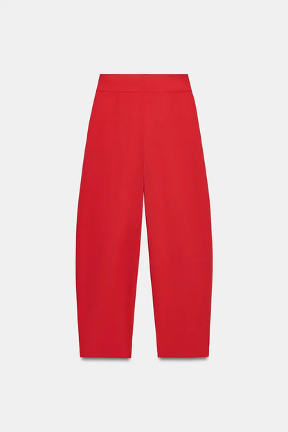 Balloon Pleated  Trousers- Red