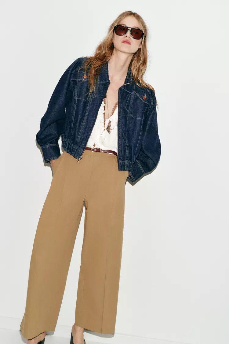 Pleated Trousers with Belt -Tan