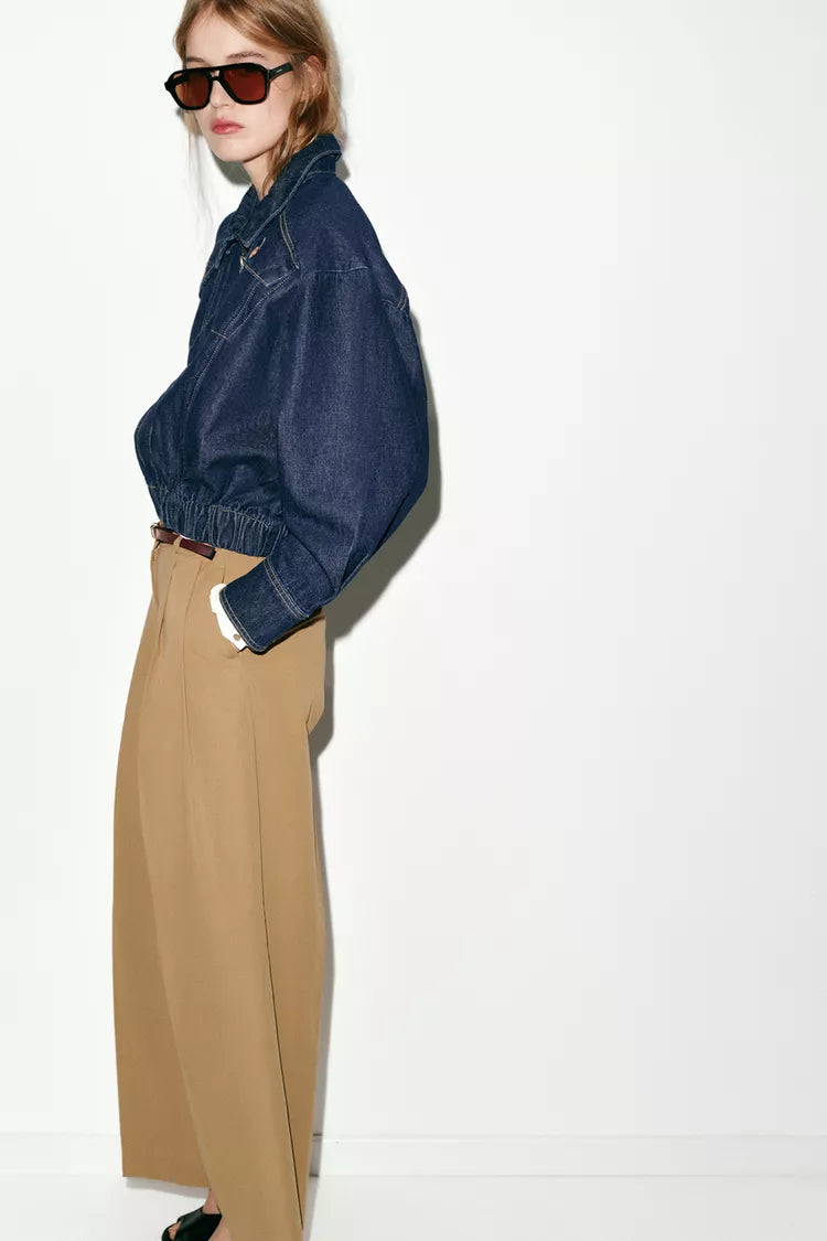 Pleated Trousers with Belt -Tan