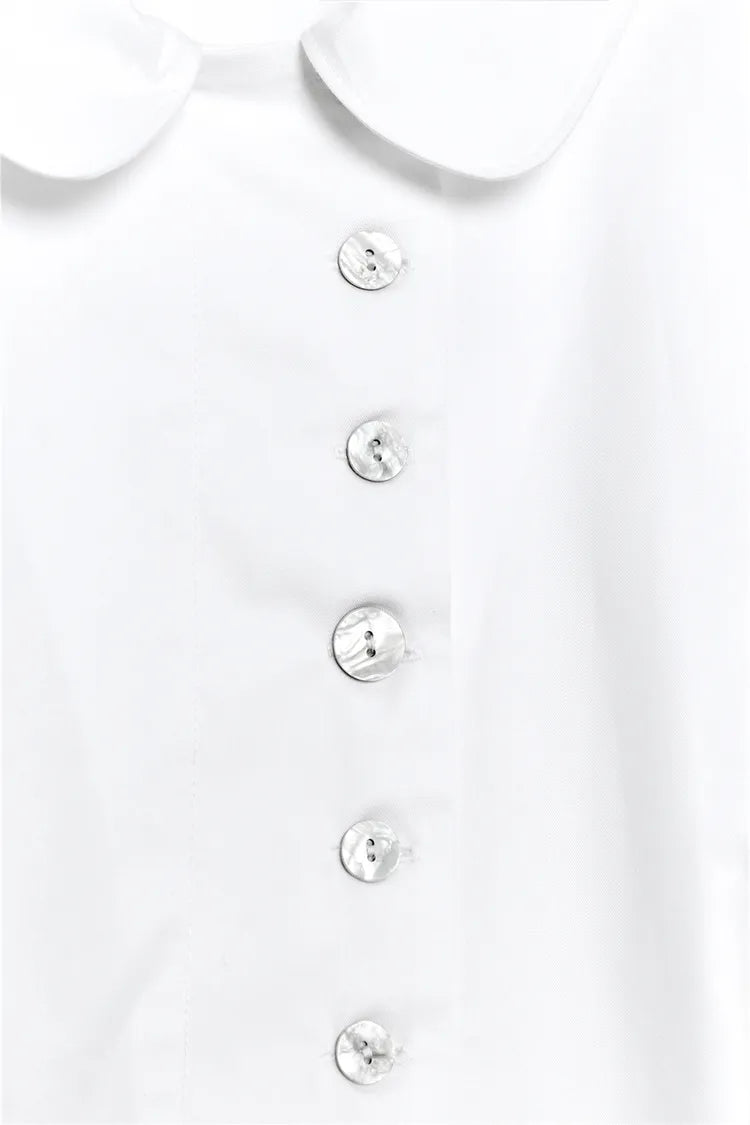 Trench Coat Style Top With Button - White
