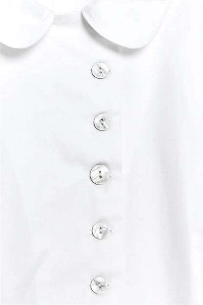 Trench Coat Style Top With Button - White