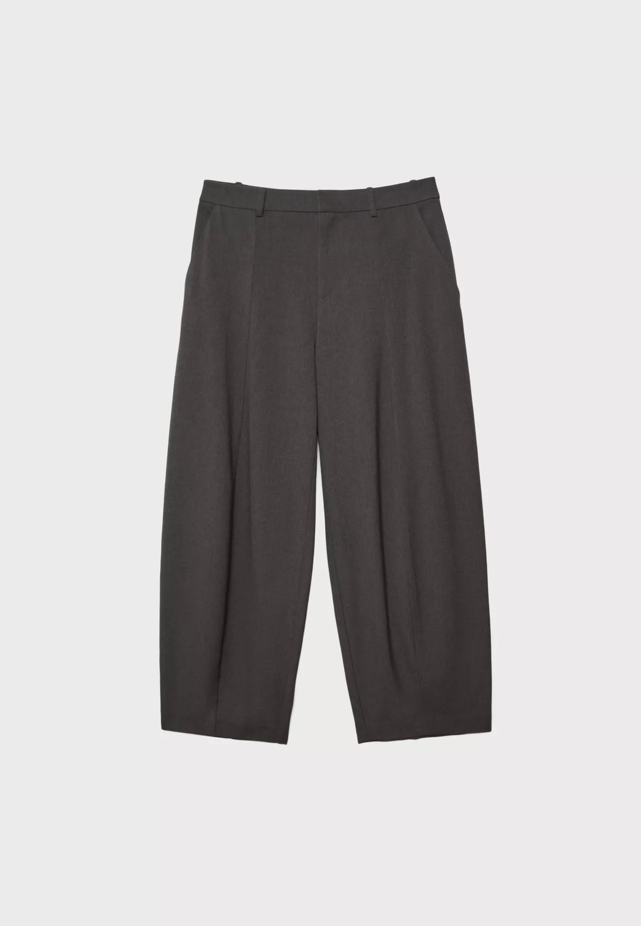 Smart Baggy Trousers With Seam Details- Dark Grey