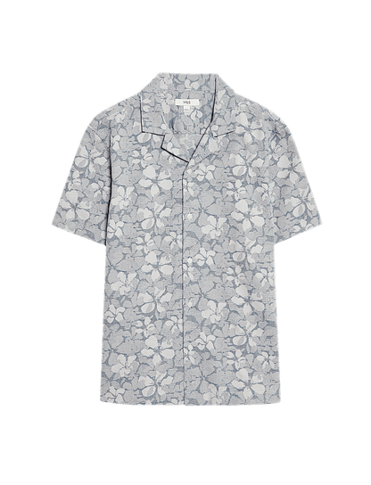 Regular Fit Cotton Rich Floral Short Sleeve Shirt