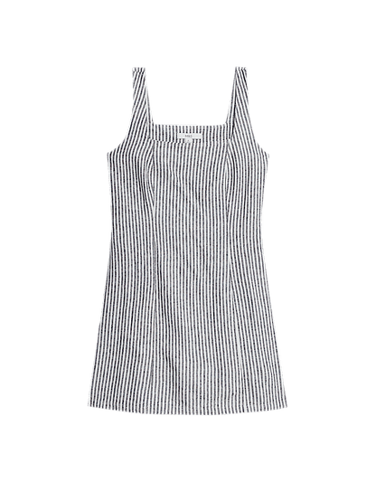 Linen Rich Striped Mini Shift Dress