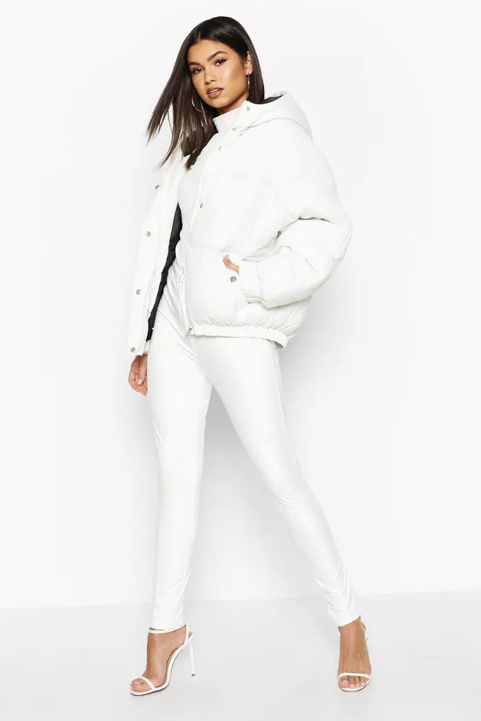 Oversized Raglan Puffer Jacket - Cream