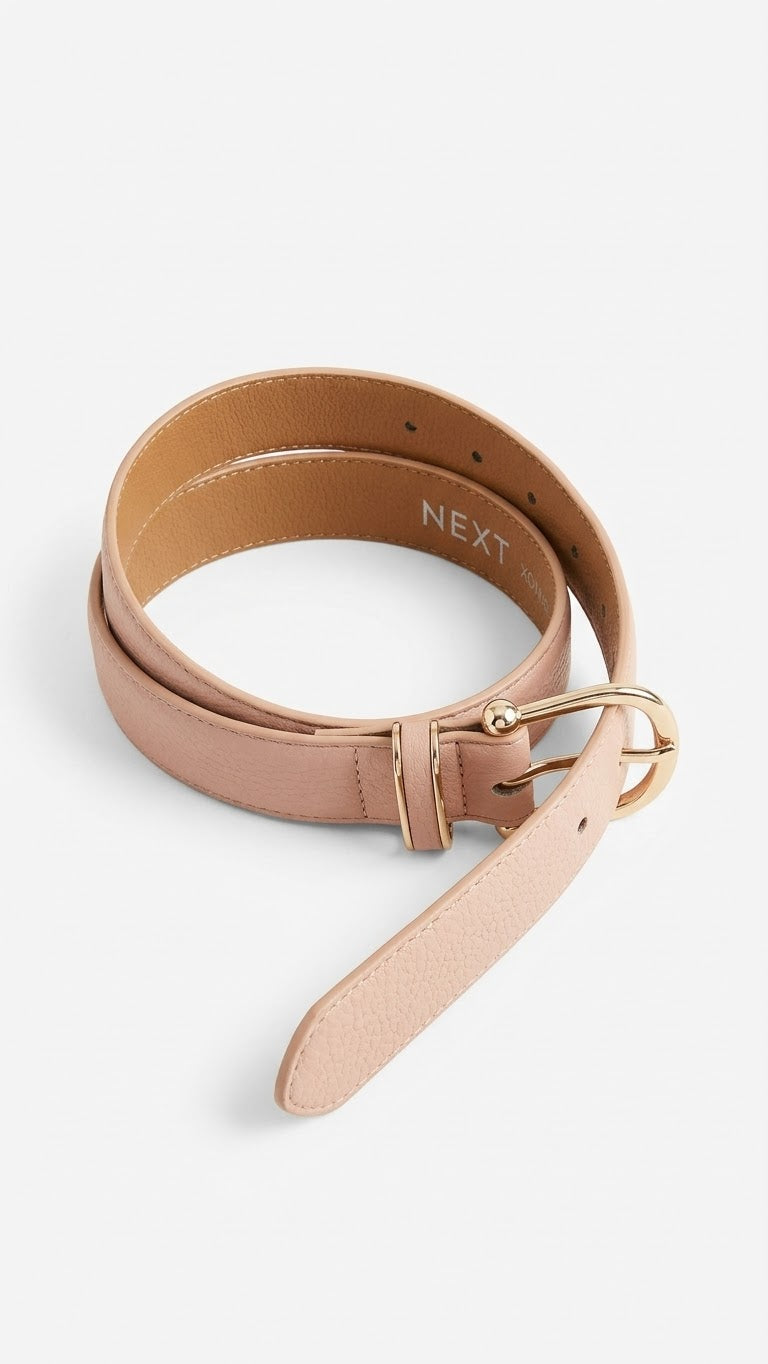 NEXT Soft Faux-Leather Buckle Belt- Nude