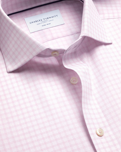 Non-Iron Stretch Trafalgar Weave Check Extra Slim Fit Shirt - Pink