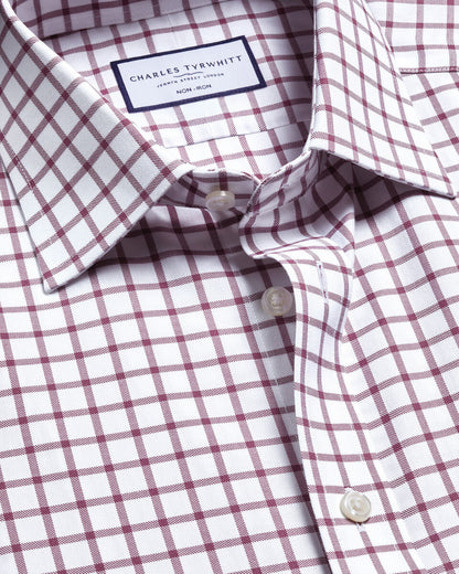 Non-Iron Twill Check Slim Fit Shirt - Dark Pink