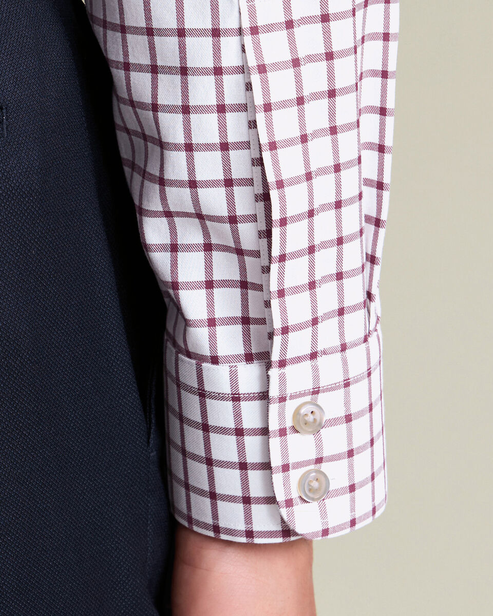 Non-Iron Twill Check Slim Fit Shirt - Dark Pink