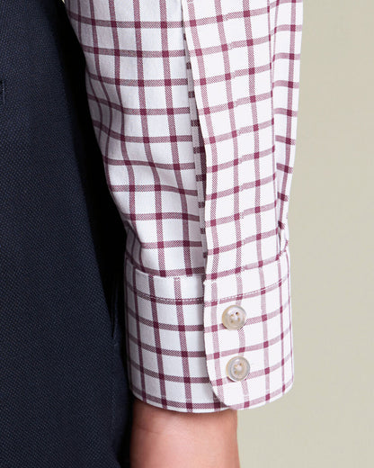 Non-Iron Twill Check Slim Fit Shirt - Dark Pink