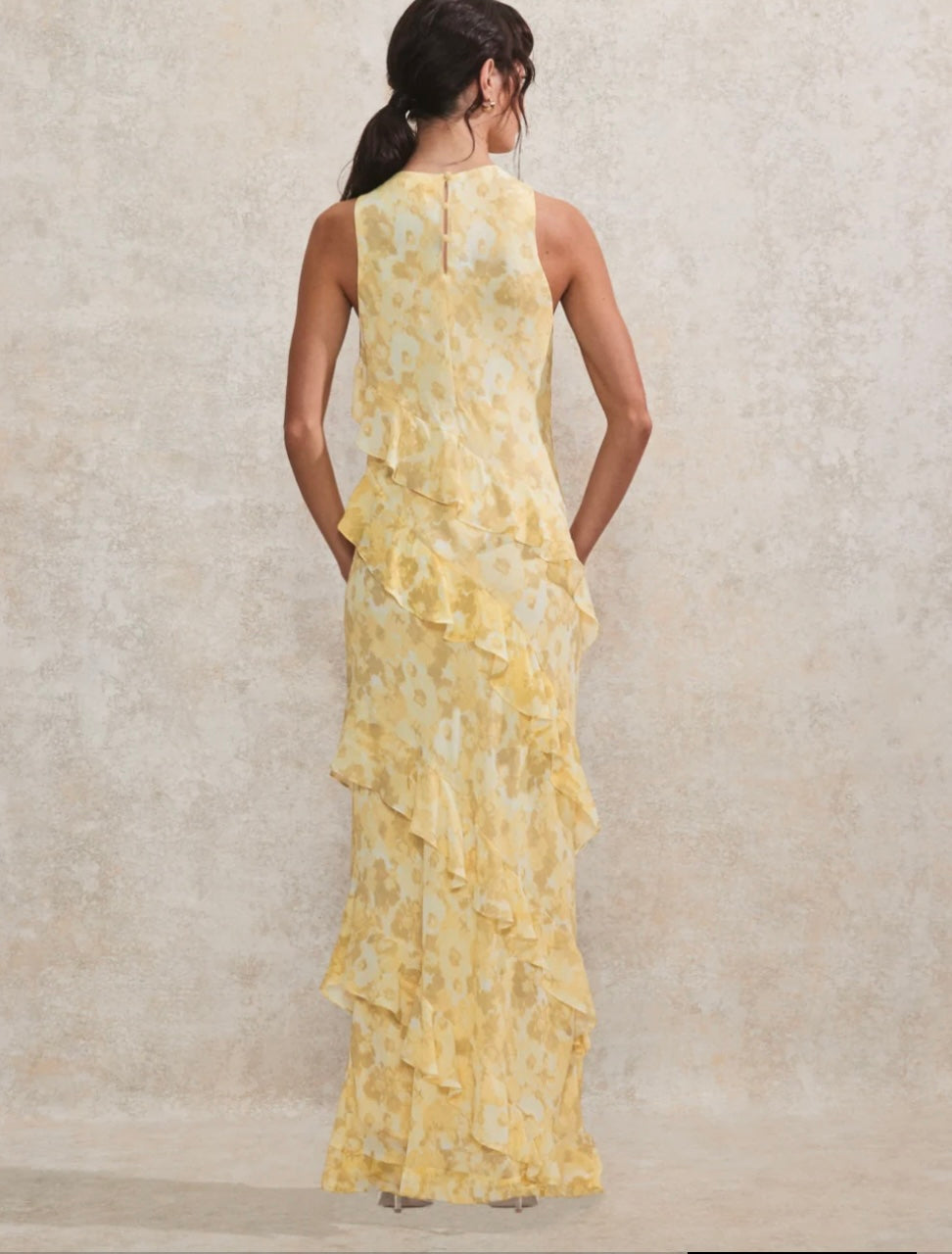 Layla Buttermilk Floral-Print Ruffle-Detail Dress