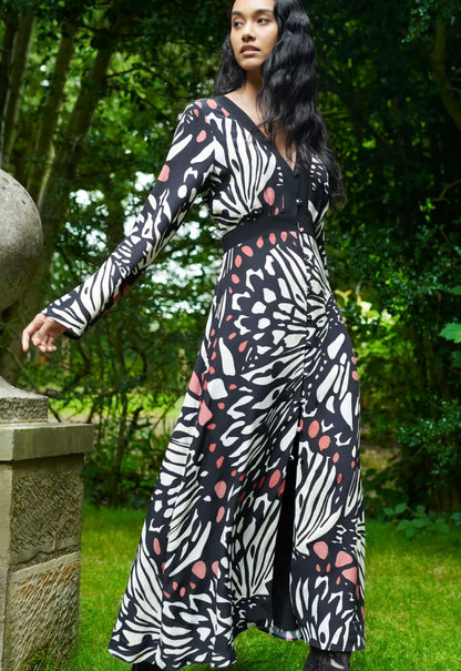 Butterfly Print Button Through Dress