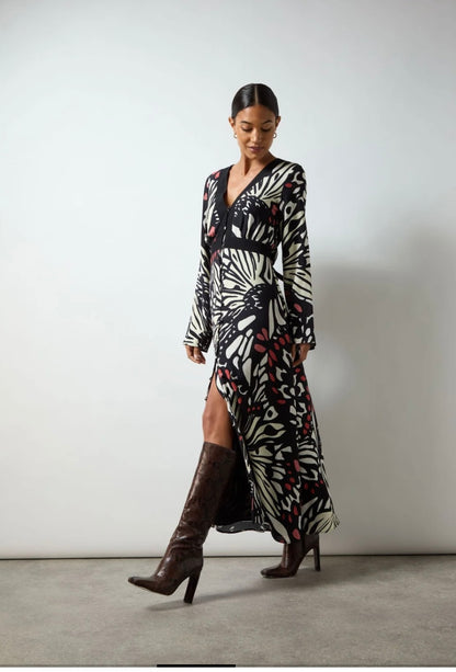 Butterfly Print Button Through Dress