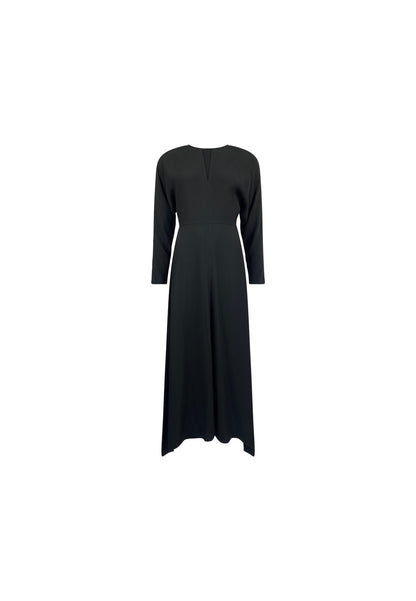Petite Black Crepe Keyhole Midi Dress