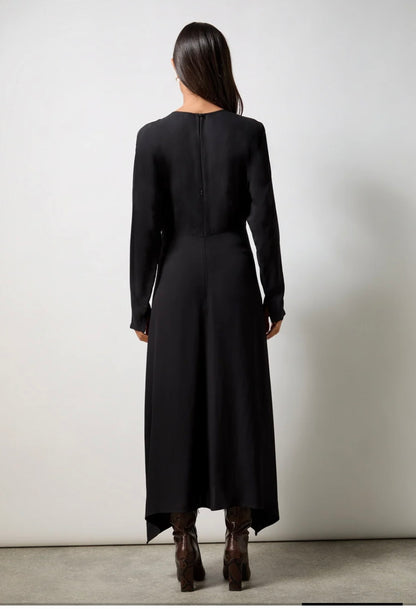Petite Black Crepe Keyhole Midi Dress