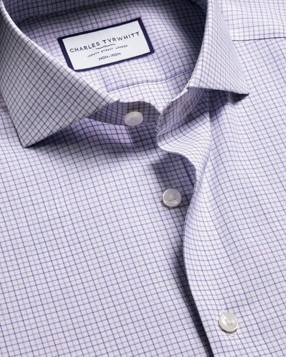 Non-Iron Performance Check Classic Fit Shirt - Lilac