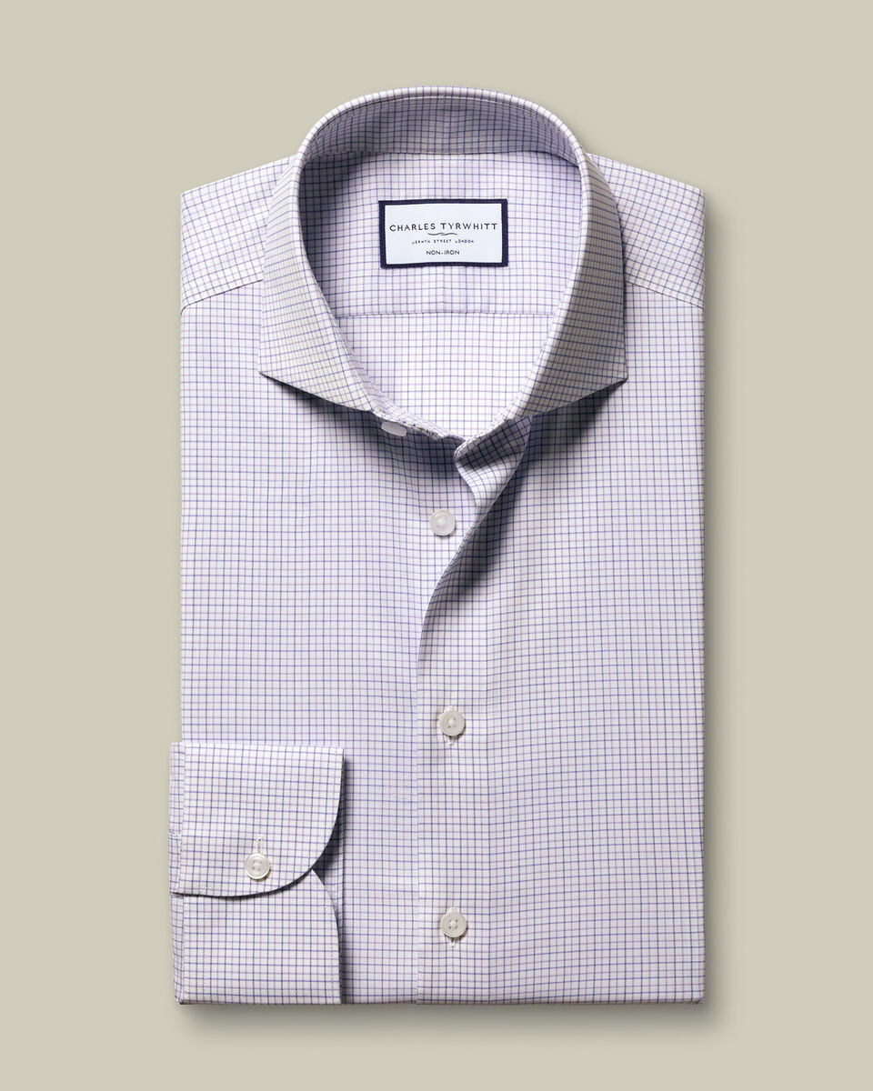 Non-Iron Performance Check Classic Fit Shirt - Lilac