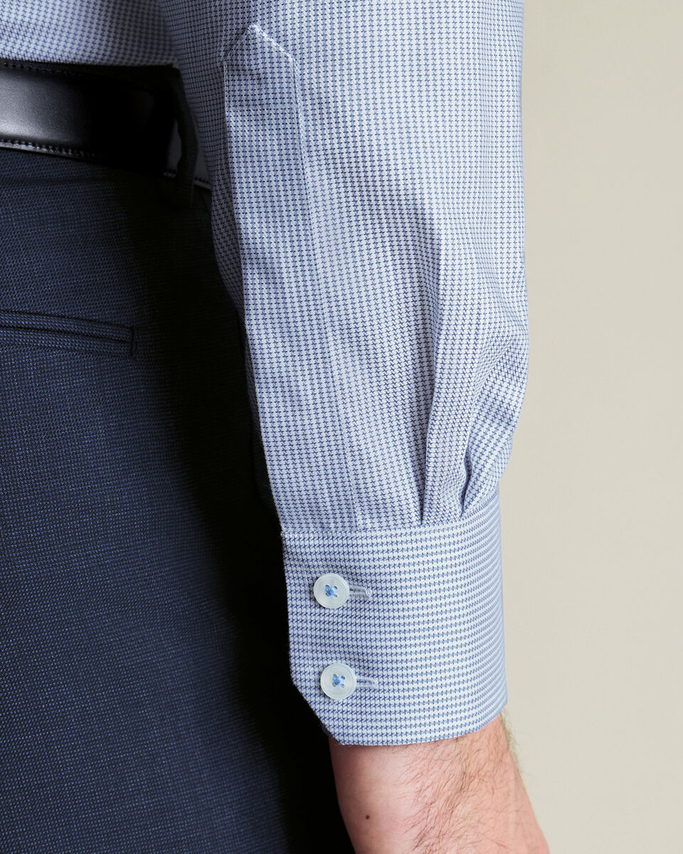 Cutaway Collar Non-Iron Stretch Greenwich Weave Slim Fit Shirt – Indigo Blue