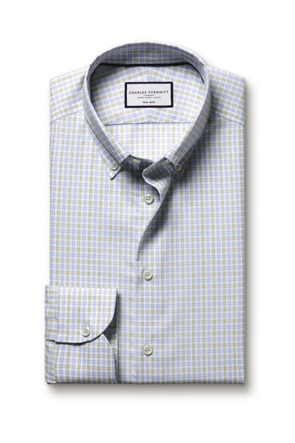 Non-Iron Button-Down Check Oxford Slim Fit Shirt
