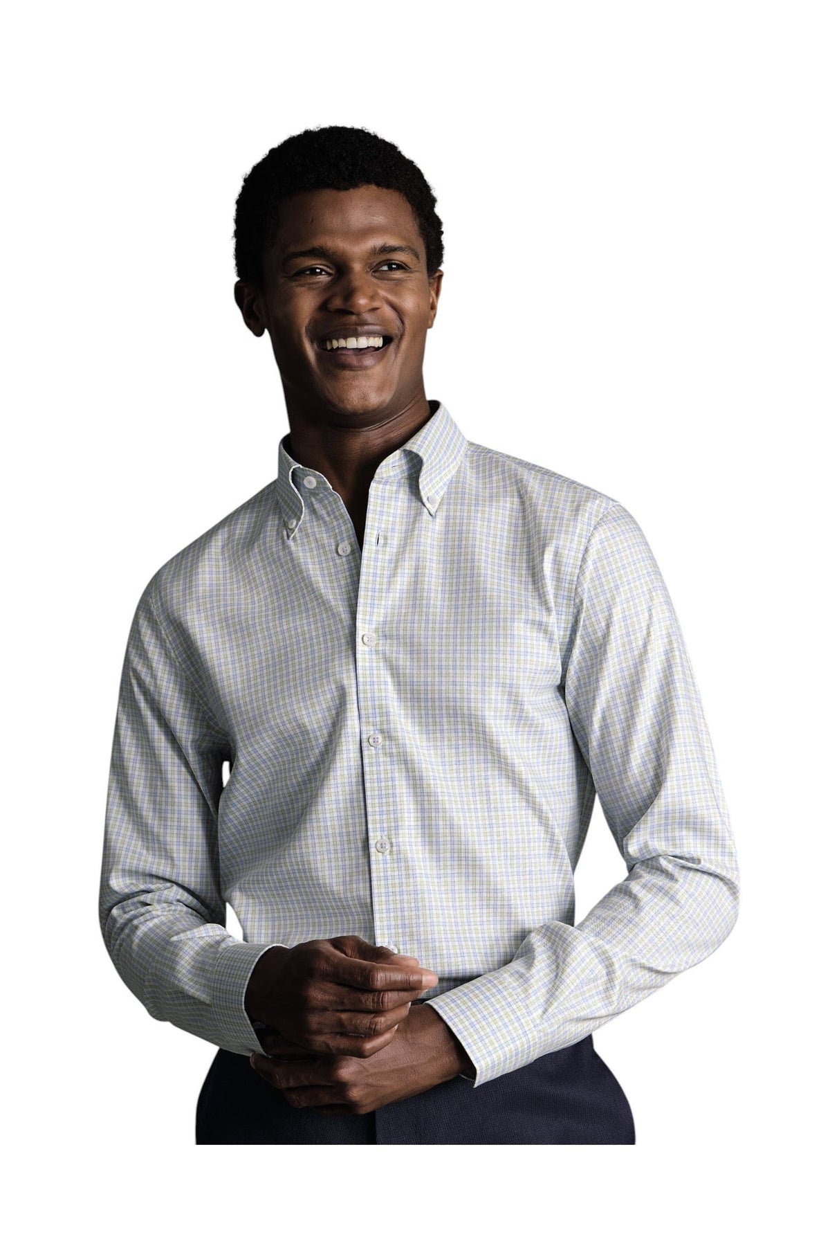 Non-Iron Button-Down Check Oxford Slim Fit Shirt