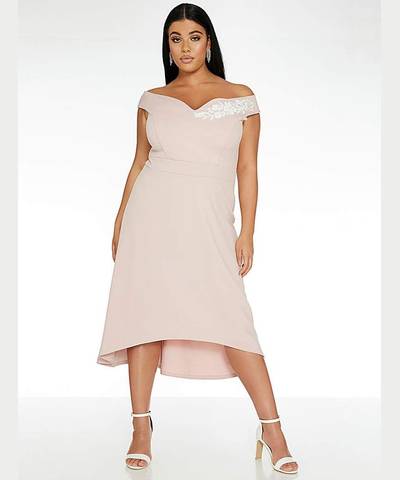 Curve High Low Dress Pink