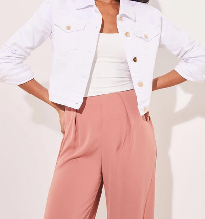 White Cropped Denim Jacket