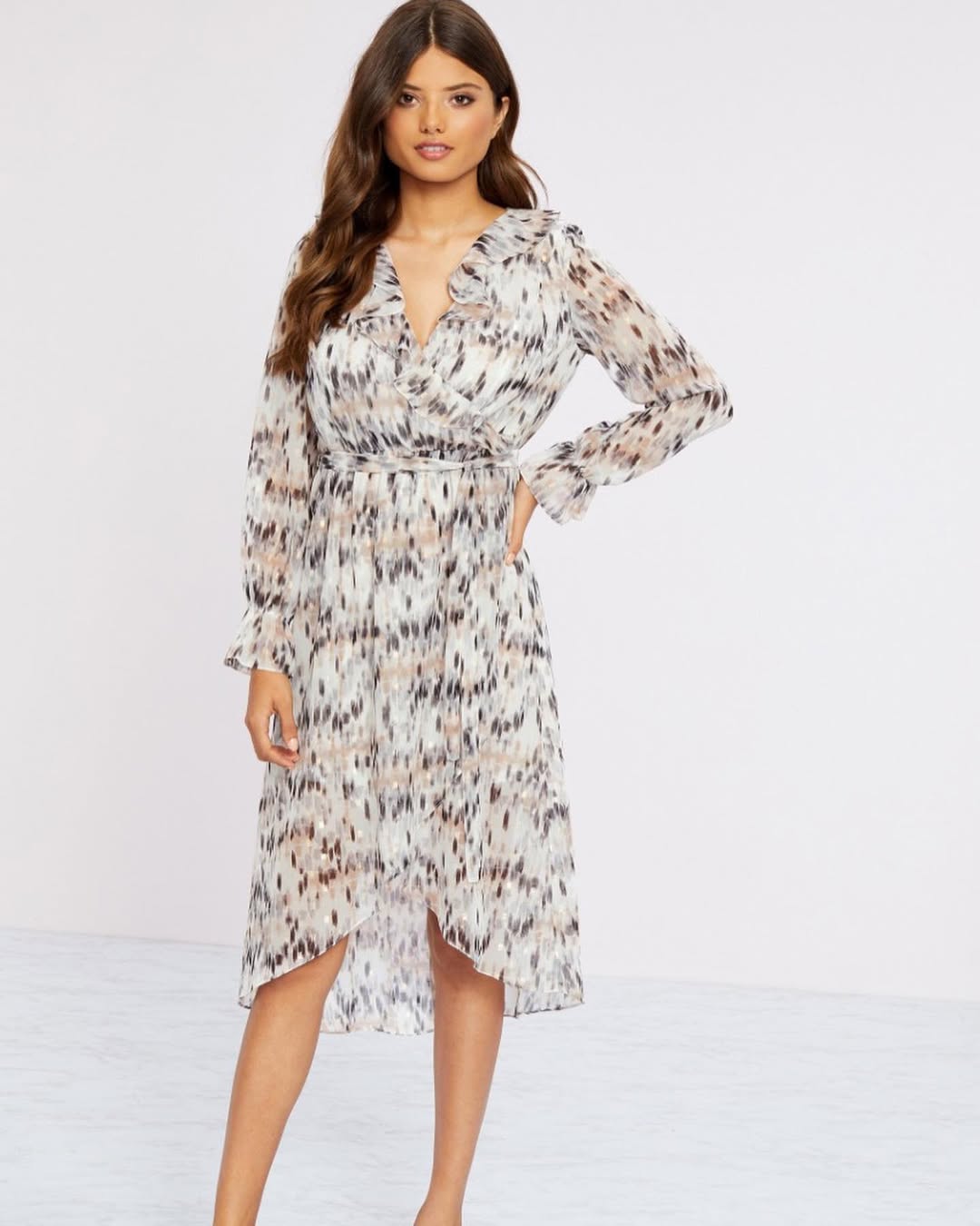 Foil Printed Midi Dress